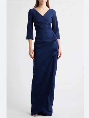 Chiara Boni Florien Ruched Gown in Blue Klein